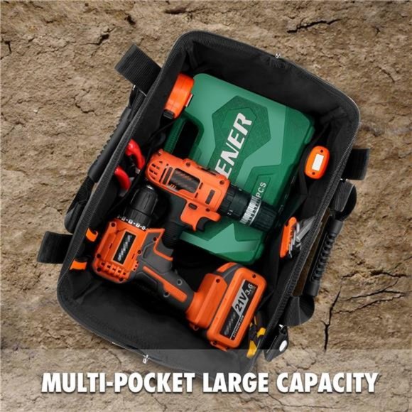 GREN PRO 18 inch Tool Bag with Adjustable Shoulder Strap, Waterproof Tools Bag - Picture 6 of 7